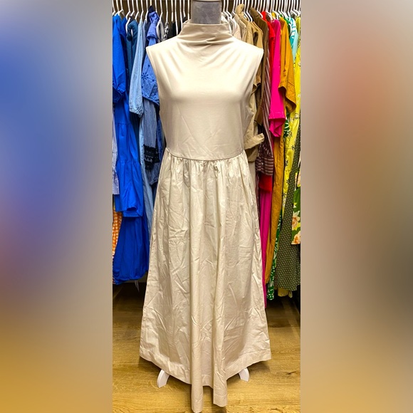 NWT J crew fitted mocked neck dress with poplin skirt - Picture 2 of 7